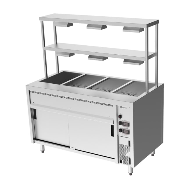 Culinaire Island Bain Marie with Double Gantry & Heat Lamps to Bottom & Top Shelves CH.BMH.I.GDD.4 Culinaire