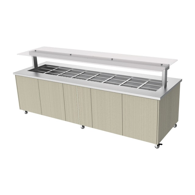 Culinaire Heated Mobile Island Buffet - Stainless Steel Top and Joinery Panels - Flat Glass Gantry C Culinaire