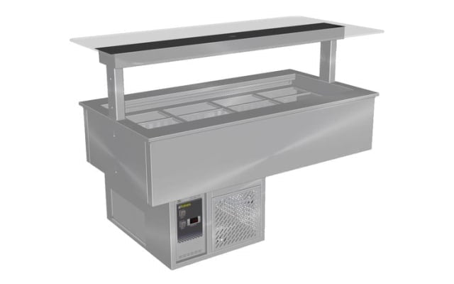 Culinaire Under Bench Refrigerated Counter Line Self Contained Cold Well With Flat Glass Gantry - St CR.CWCF.U.GSF.6 Culinaire