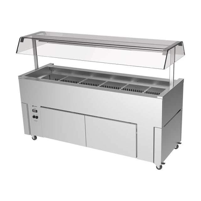 Culinaire Slimline Mobile Refrigerated Island Buffet With Perspex Gantry CR.IB.CLCBF.GCP.6 Culinaire