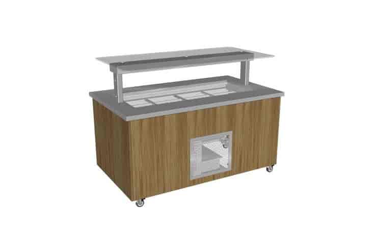 Culinaire CR.IBSJ.CWCF.U.GSF.8 Mobile Island Buffet - Refrigerated - Flat Glass Gantry - Stainless Top and Joinery Panels - 8Mod Culinaire