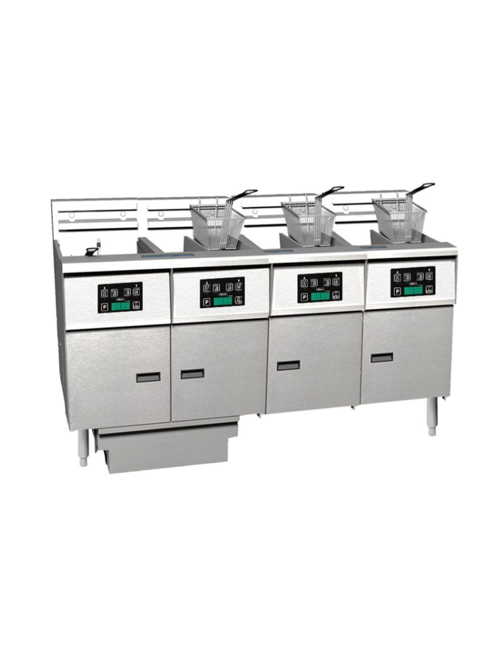 Anets Platinum Series Electric 4 Bank Fryer- Filter Drawer Computer Control - FDAEP414C Anets