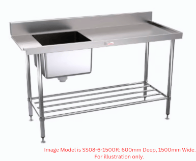 Simply Stainless Dishwasher Inlet Bench (600 Series) - 900mm - Right Hand Inlet - SS08.0900R Simply Stainless